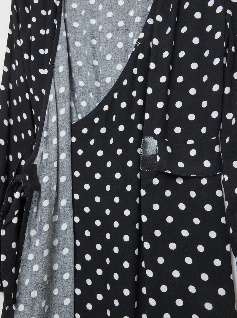 Robe longue cache-coeur - So Easy Blanc/noir - Kiabi