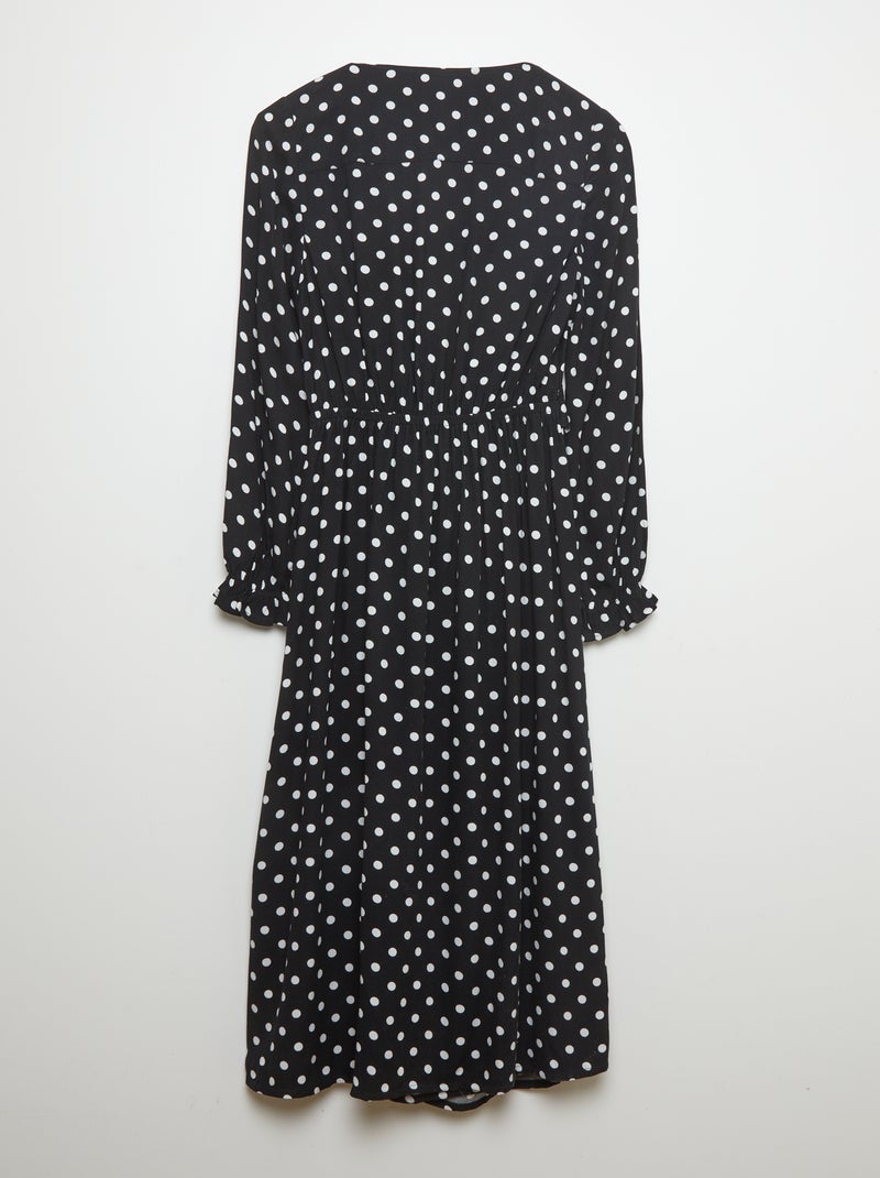 Robe longue cache-coeur - So Easy Blanc/noir - Kiabi