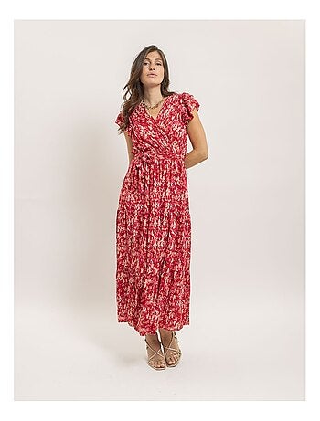 Robe longue cache-coeur avec ceinture IZANE
