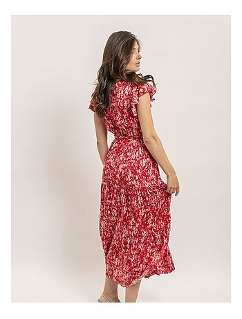 Robe longue cache-coeur avec ceinture IZANE
