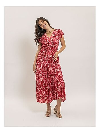 Robe longue cache-coeur avec ceinture IZANE