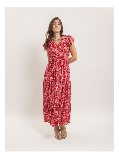 Robe longue cache-coeur avec ceinture IZANE - Kiabi