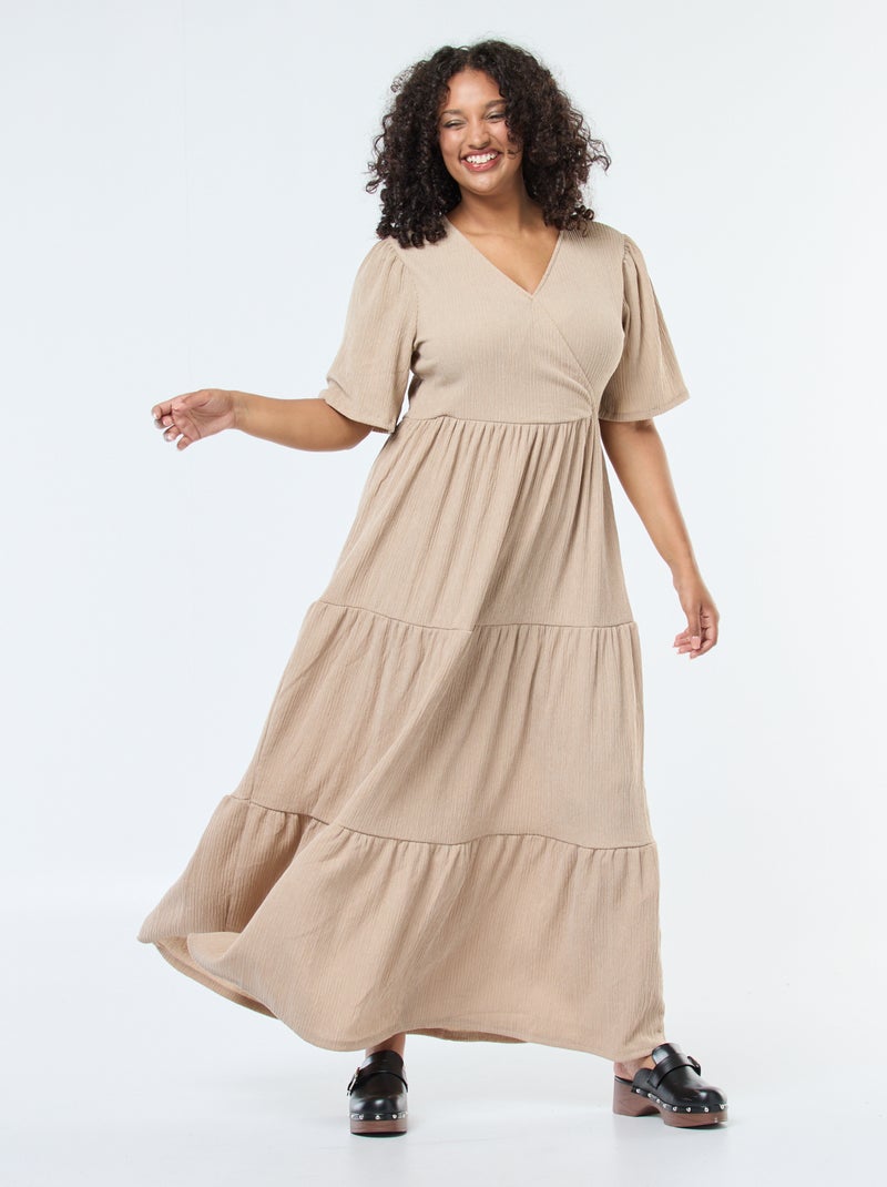 Robe longue cache cœur Beige - Kiabi