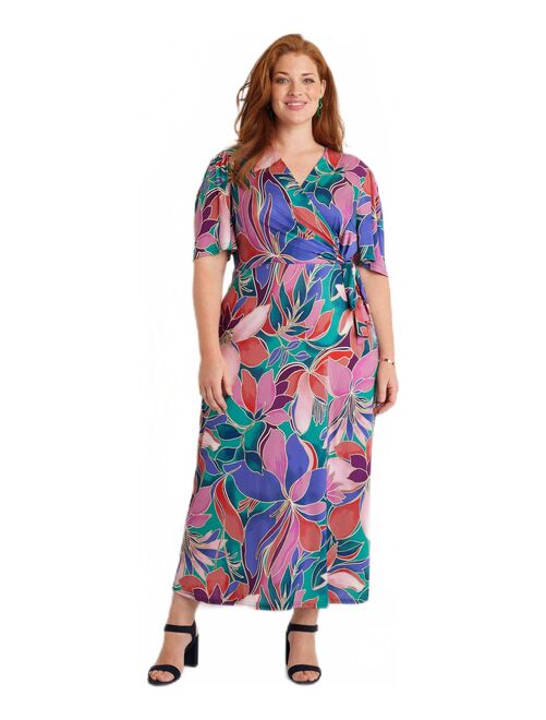 Robe longue cache-coeur fleurie manches courtes - Kiabi