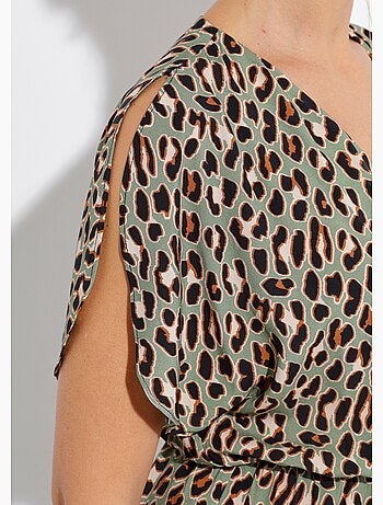 Robe longue cache-coeur motif léopard - Afibel