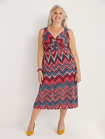 Robe longue cache-coeur sans manches