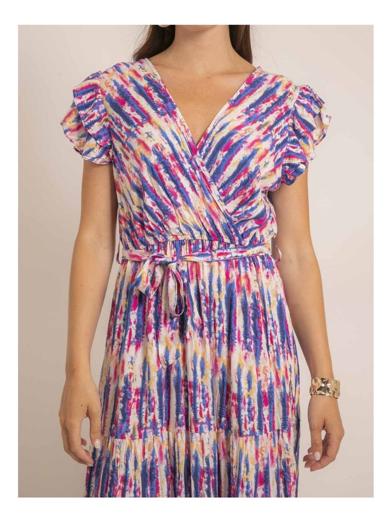 Robe longue cache-coeur tie and dye IGAYA Violet - Kiabi