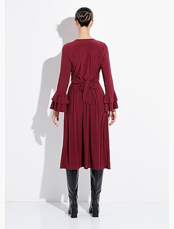 Robe longue cache c¿ur manches volantées - afibel