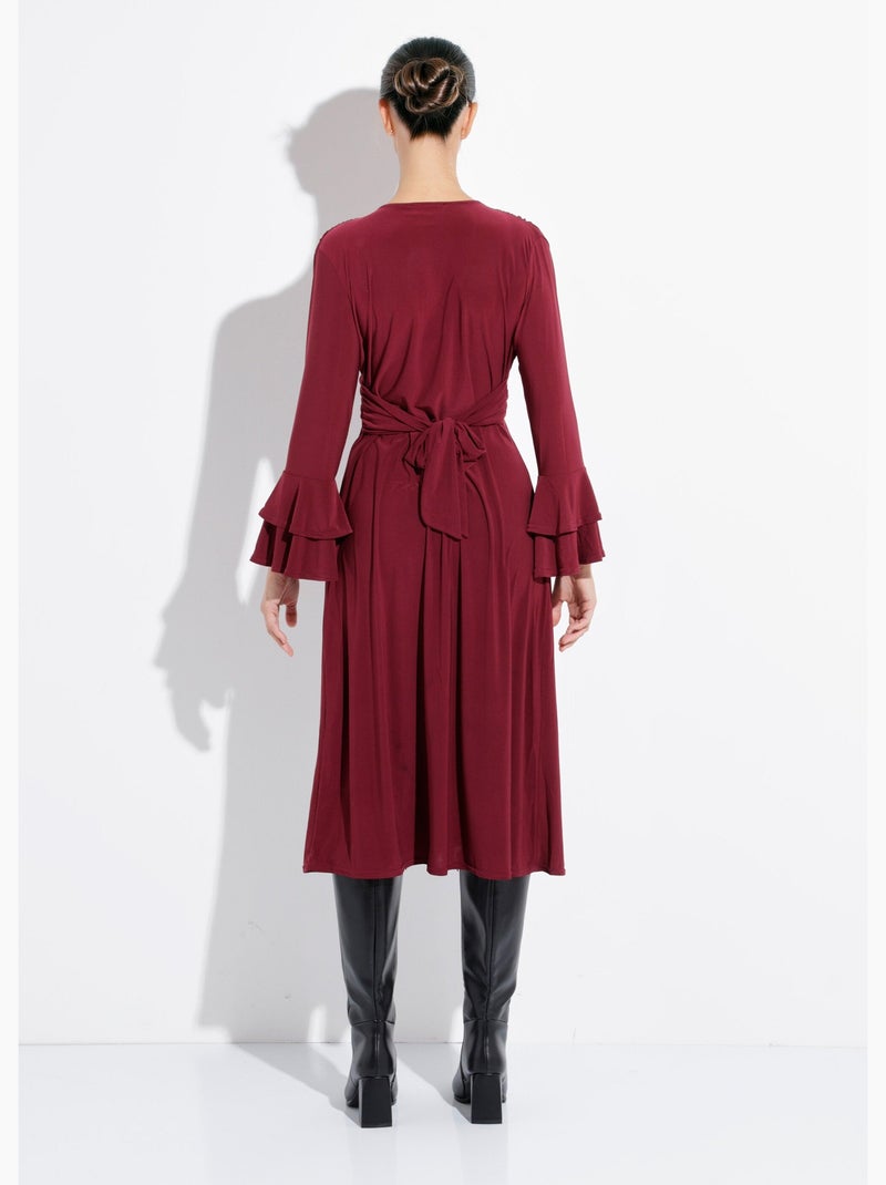 Robe longue cache c¿ur manches volantées - afibel Rouge bordeaux - Kiabi