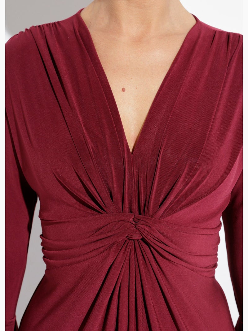 Robe longue cache c¿ur manches volantées - afibel Rouge bordeaux - Kiabi