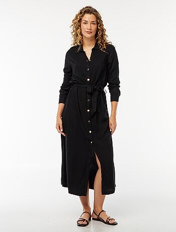 Robe longue chemise imprimée avec ceinture