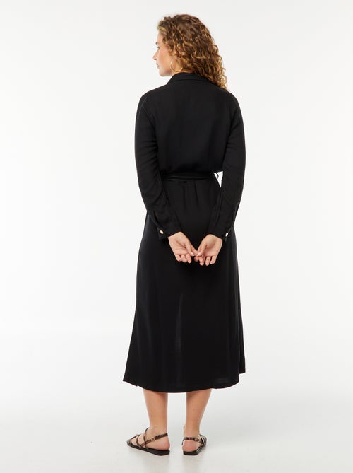 Robe longue chemise imprimée avec ceinture - Kiabi