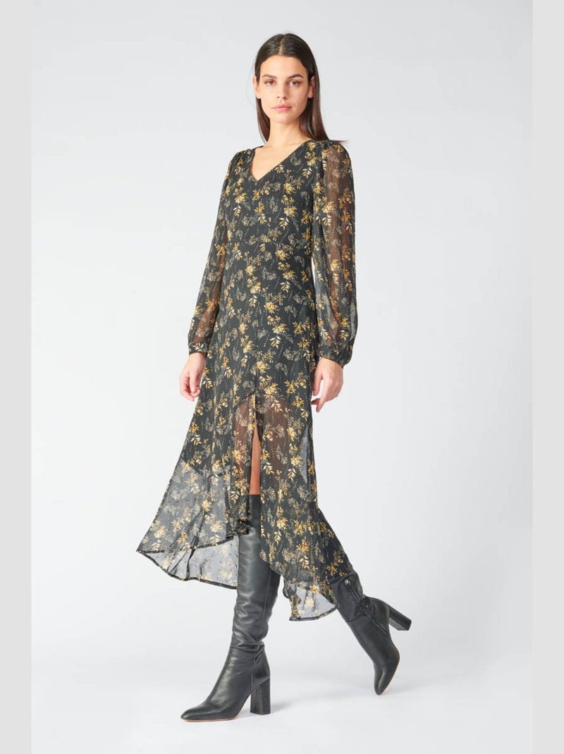 Robe longue CHIC droite 'Le Temps Des Cerises' Noir - Kiabi
