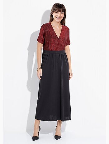 Robe longue chic en maille métallisée - afibel