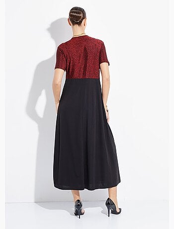 Robe longue chic en maille métallisée - afibel