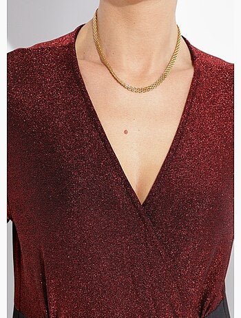 Robe longue chic en maille métallisée - afibel