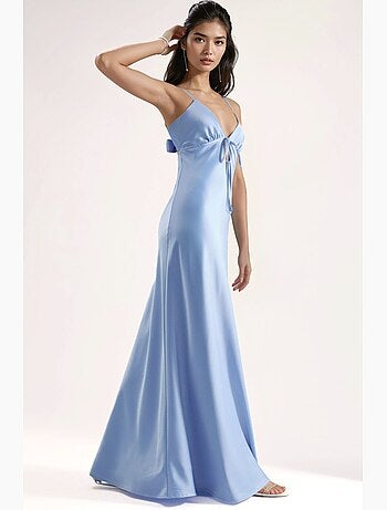 Robe longue cintrée à col en v et manches tombantes hiccup