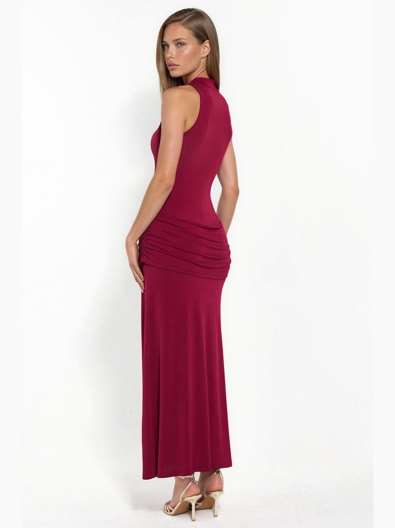 Robe longue cintrée à col roulé mi-long hiccup Rouge bordeaux - Kiabi