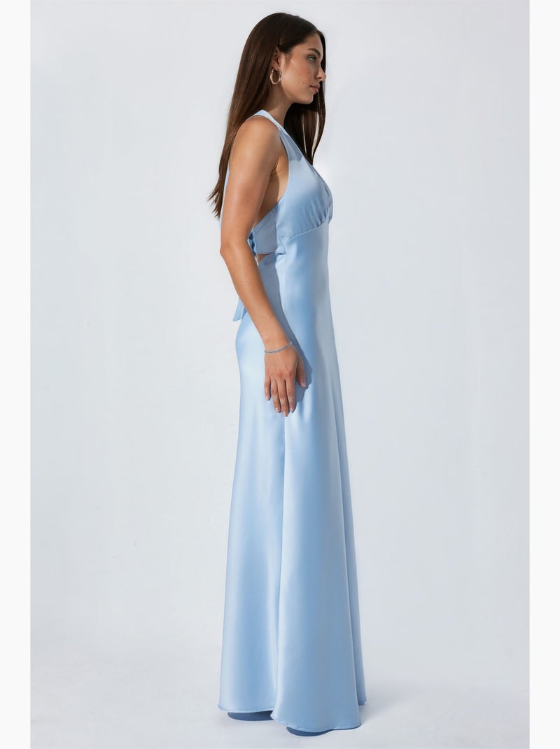 Robe longue cintrée à col v hiccup Bleu ciel - Kiabi