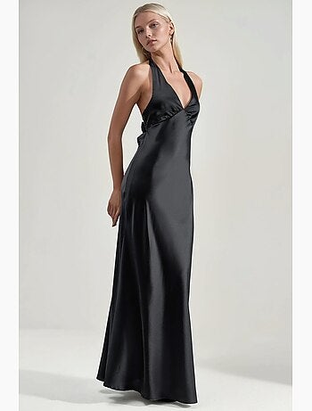 Robe longue cintrée à col v hiccup
