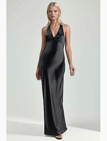 Robe longue cintrée à col v hiccup