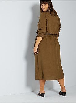 Robe longue col chemise - Kiabi