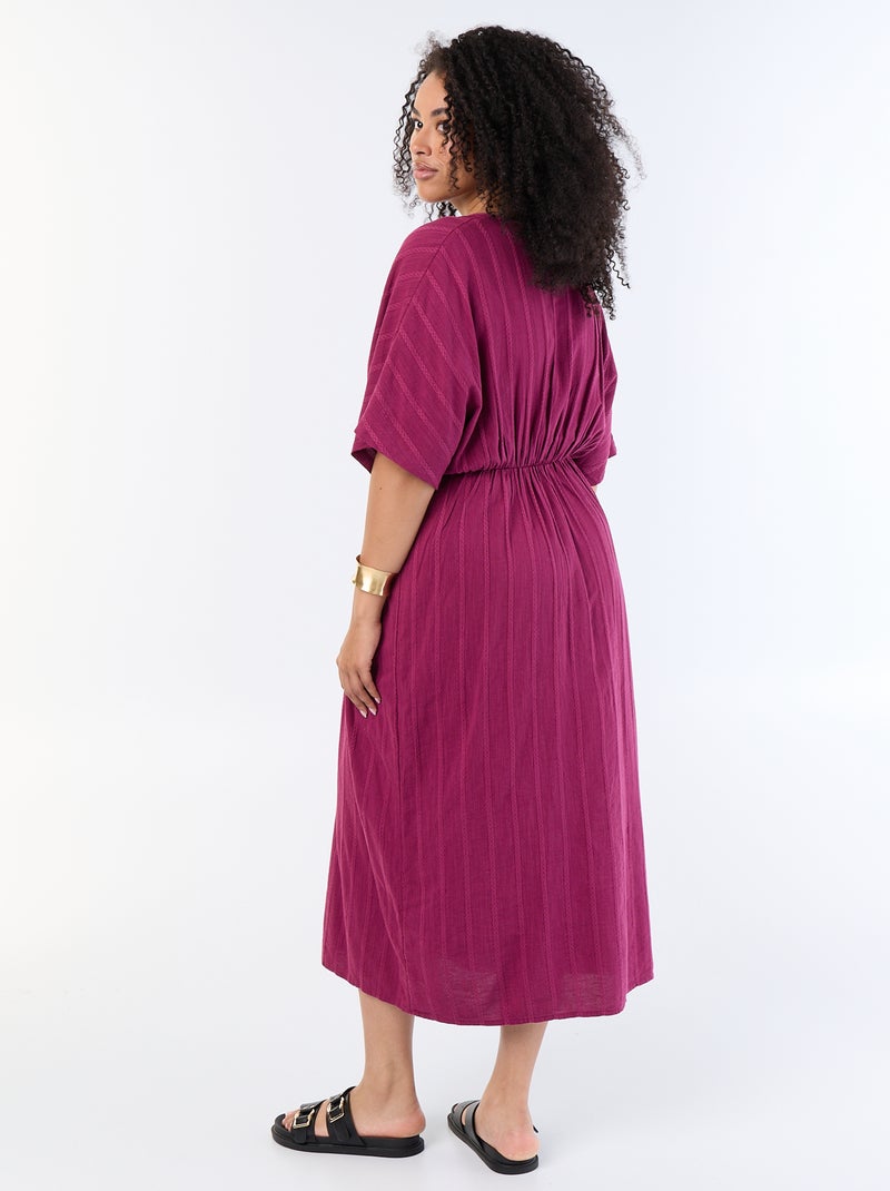Robe longue col croisé avec bijou fantaisie Violet - Kiabi