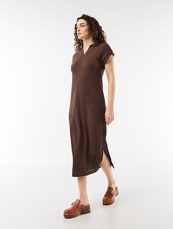 Robe longue col polo