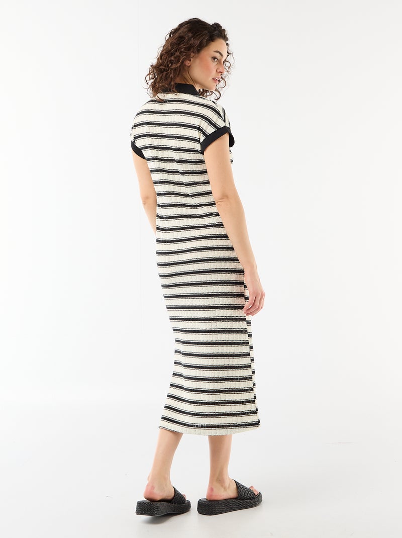 Robe longue col polo Noir - Kiabi