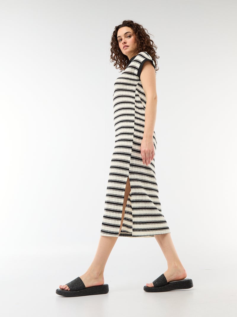 Robe longue col polo Noir - Kiabi