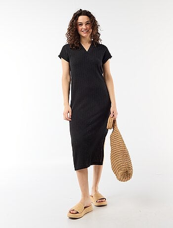 Robe longue col polo