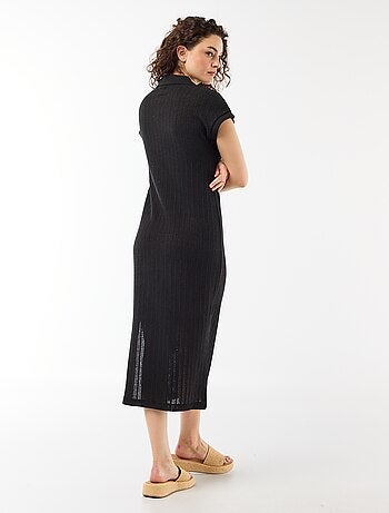 Robe longue col polo
