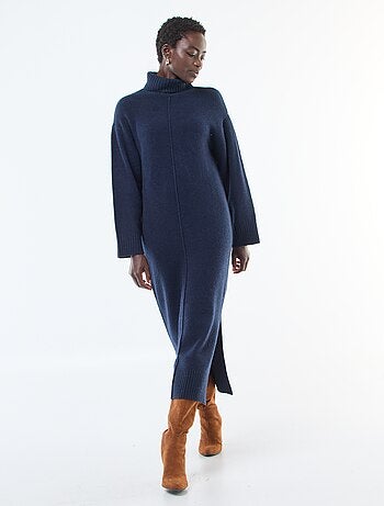 Robe longue col roulé en maille