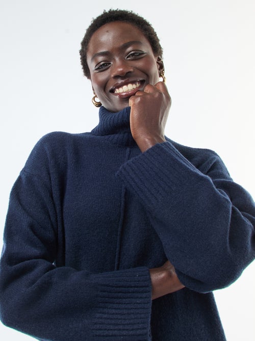 Robe longue col roulé en maille - Kiabi