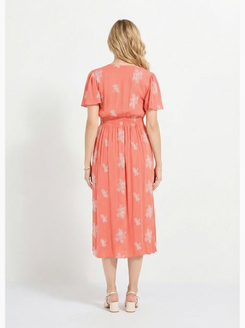 Robe longue col V brodée smockée dos - Afibel - Kiabi Robe longue col V brodée smockée dos - Afibel - Kiabi