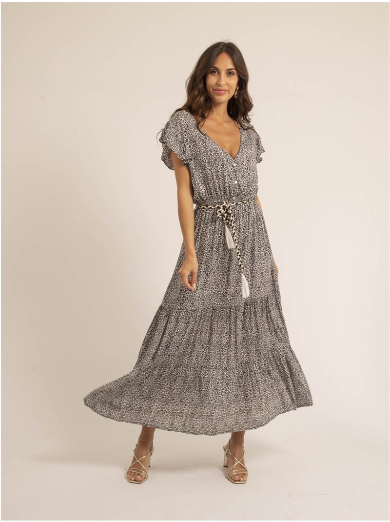 Robe longue col v ilmax Noir - Kiabi