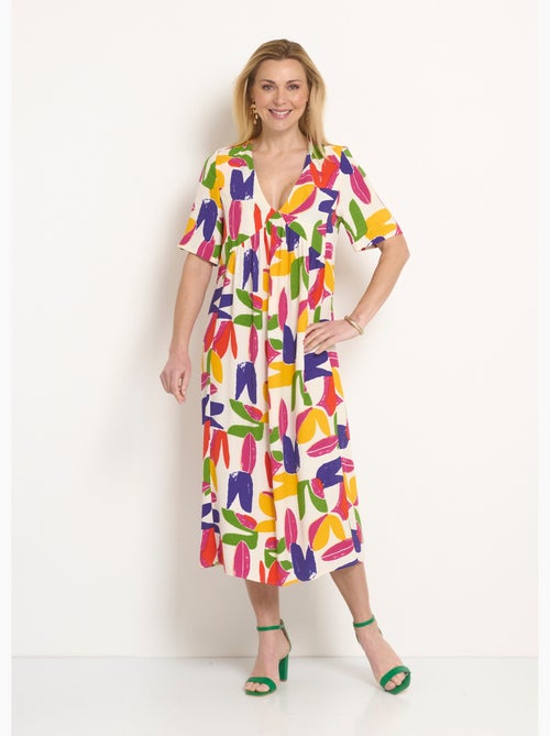 Robe longue col V motif abstrait - Afibel - Kiabi Robe longue col V motif abstrait - Afibel - Kiabi