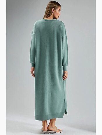 Robe longue côtelée à col rond my fashion