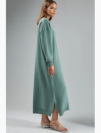 Robe longue côtelée à col rond my fashion