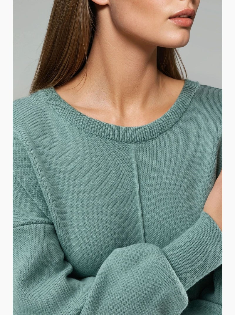 Robe longue côtelée à col rond my fashion Vert pastel - Kiabi