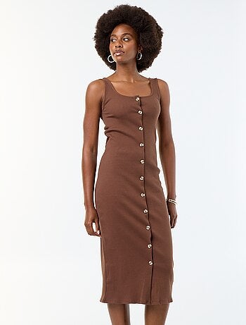 Robe longue côtelée