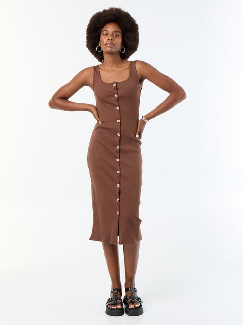 Robe longue côtelée - Kiabi