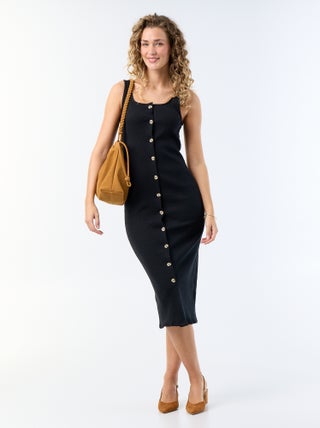 Robe longue côtelée