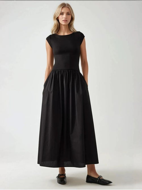 Robe longue coupe A à col bateau - Kiabi