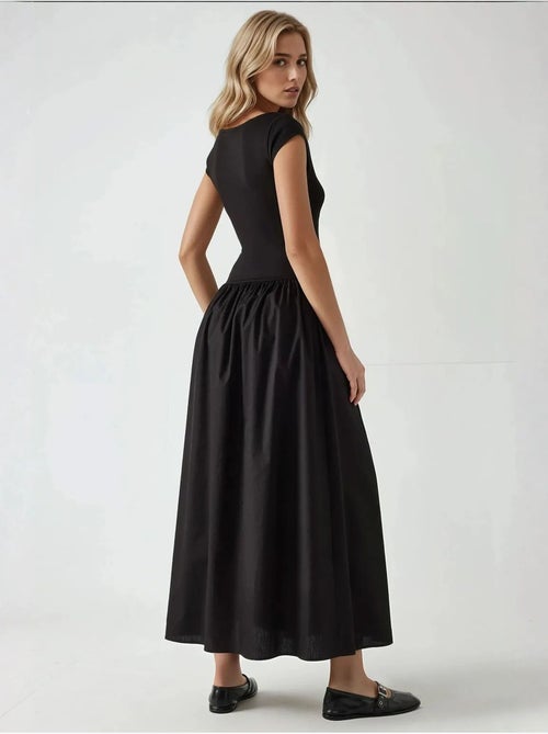 Robe longue coupe A à col bateau - Kiabi