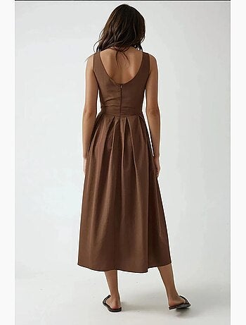 Robe longue coupe a avec col ras du cou et fermeture éclair hiccup