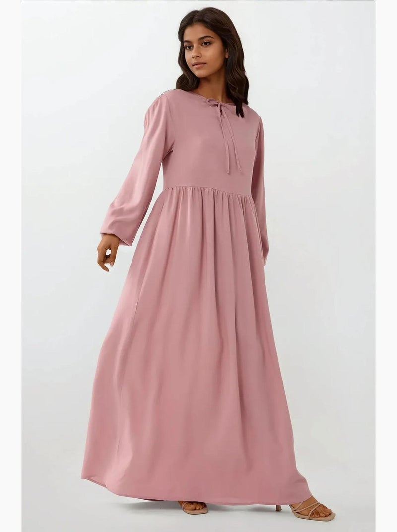 Robe longue coupe a et col ras du cou hiccup Rose dragée - Kiabi
