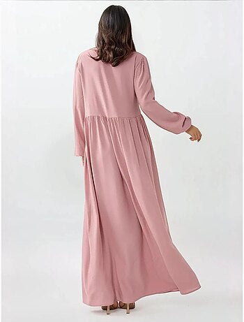 Robe longue coupe A et col ras du cou