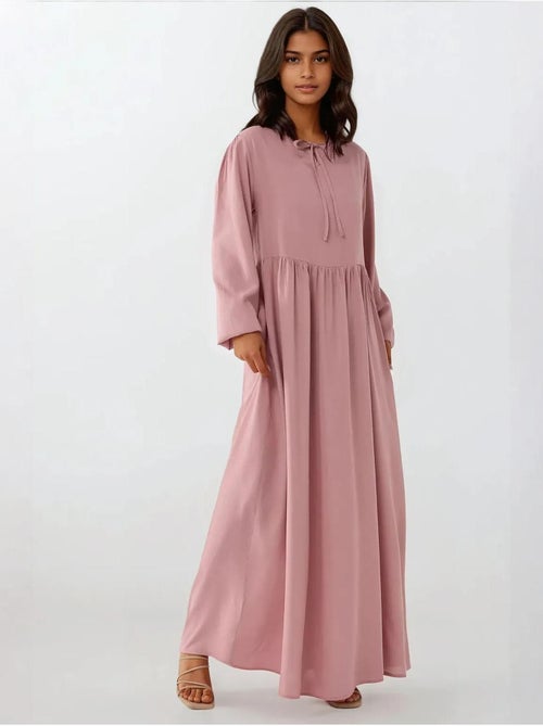 Robe longue coupe A et col ras du cou - Kiabi