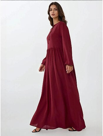Robe longue coupe A et col ras du cou